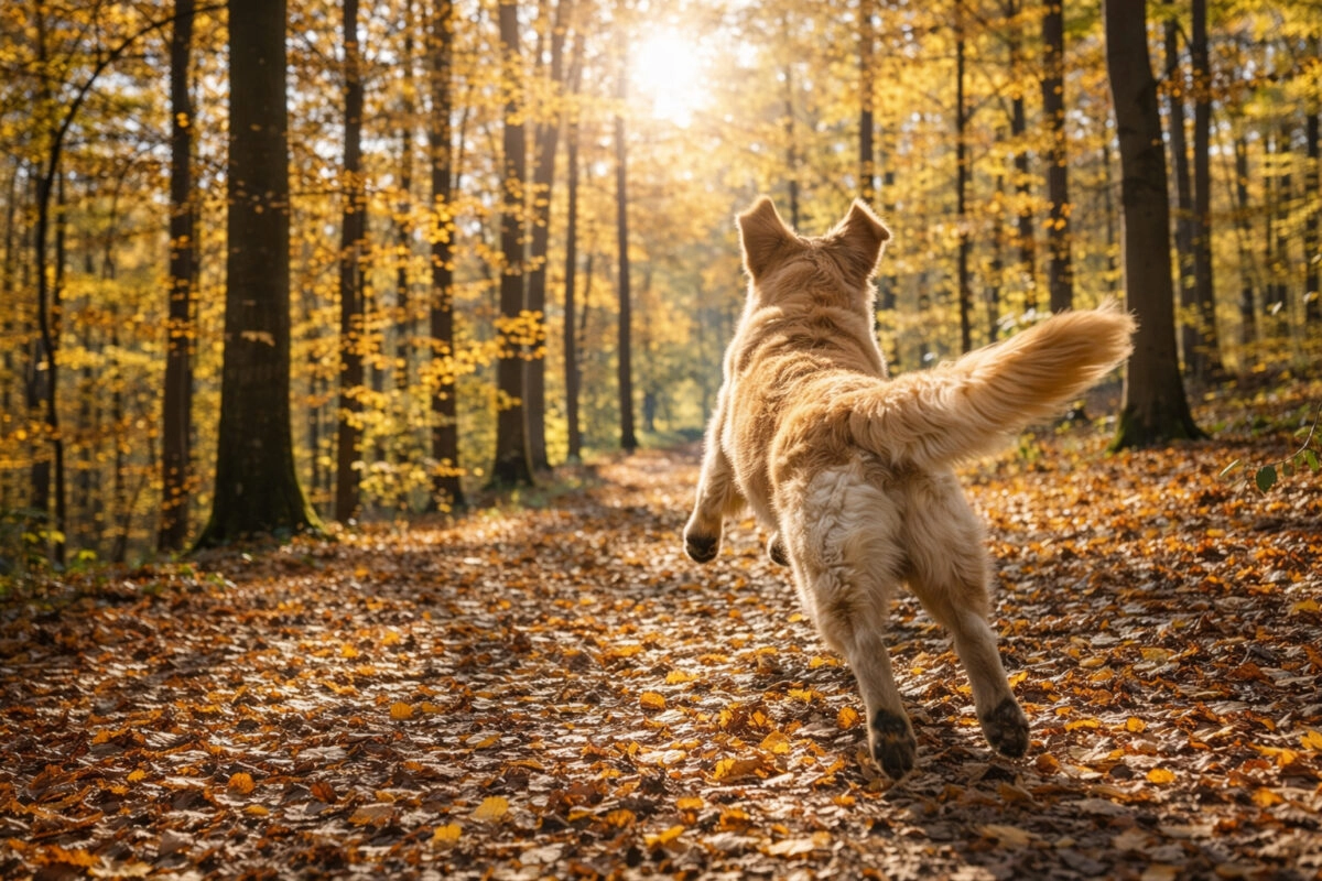 Urlaub mit Hund in Tirol - Golden Retriever im Buchenwald in Thiersee